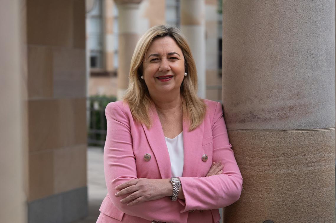 UQ alum and Adjunct Professor, The Honourable Annastacia Palaszcuk, among the cloisters in UQ's Great Court. 