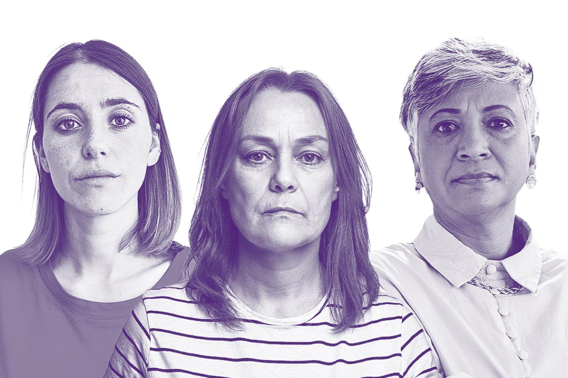 A collage image of three women of different ages and ethnicities.