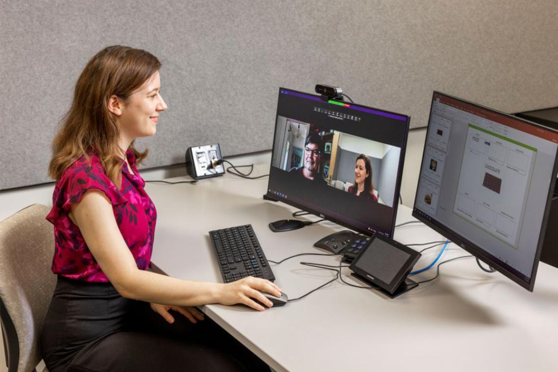 A Research Speech Pathologist leading a telehealth consultation with a study participant. 
